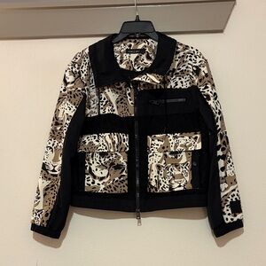 Marc Cain Beige Black Animal Print Zip Jacket